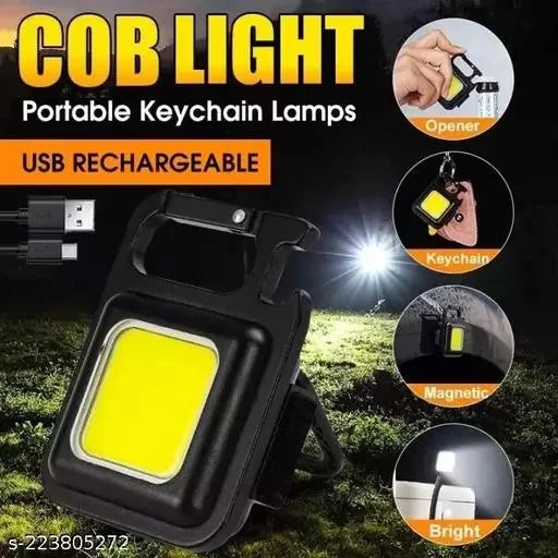 4 In 1 Multifunctional Mini USB Pocket Flashlight Rechargeable Flashlight COB Work Light LED Keychains For Outdoor Camping Fishing